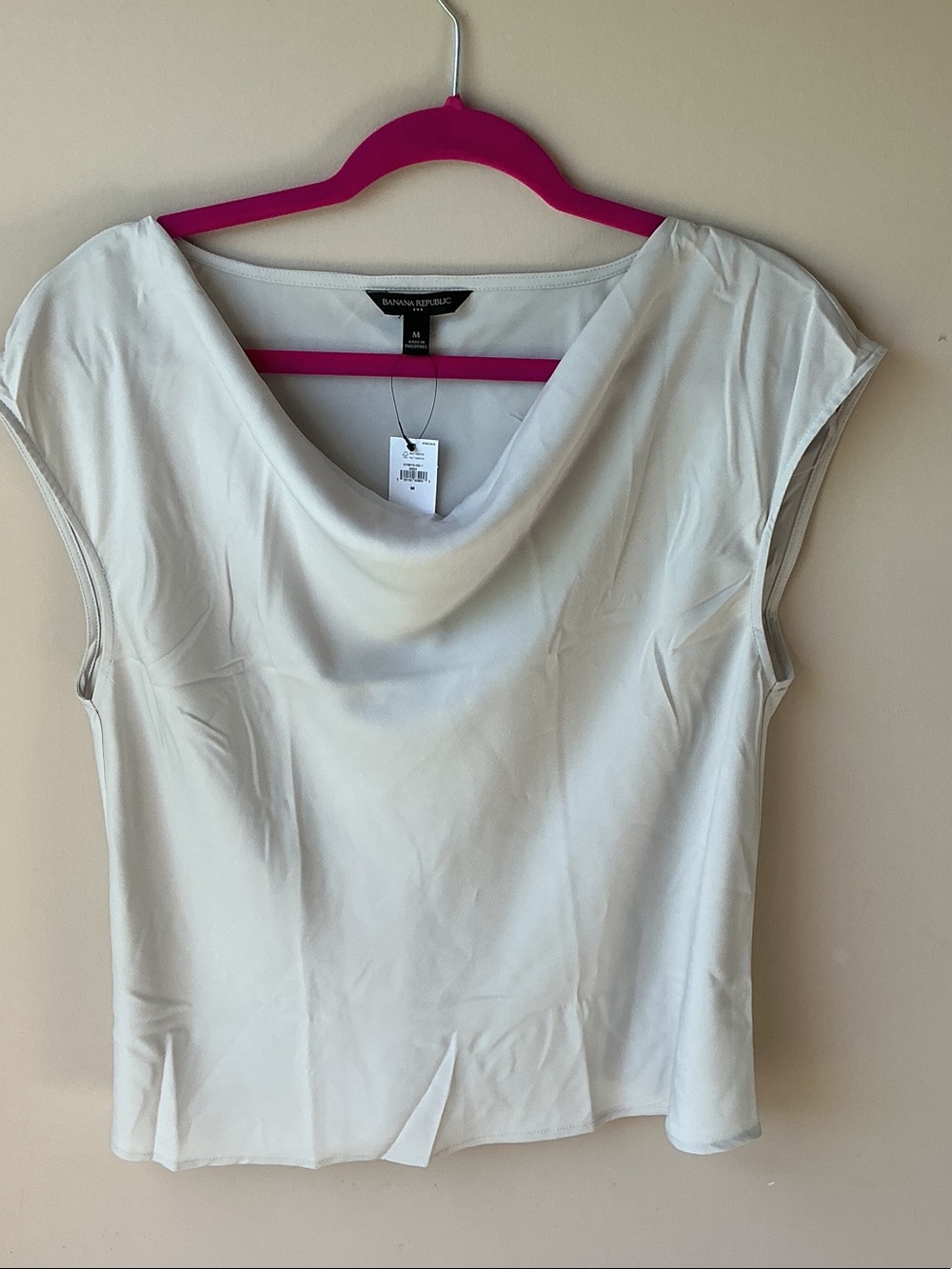 Banana Republic Cream Draped Cowl Cap-Sleeve Blouse